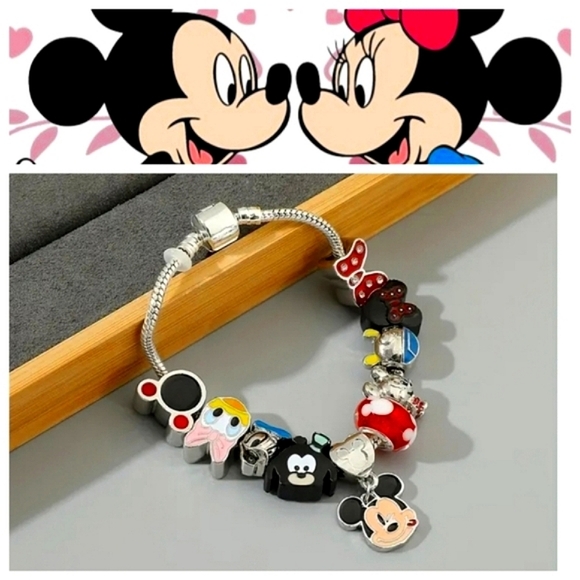 Pandora Style Minnie & Mickey Charm Bracelet - Picture 4 of 5